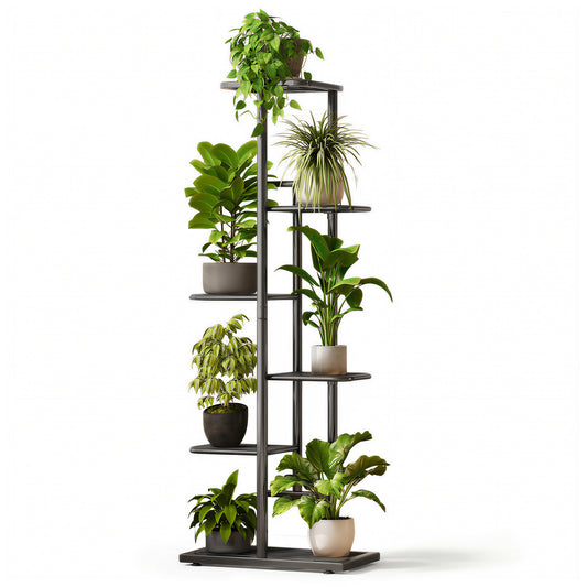 OHHANI Plant Stand Indoor Outdoor Corner 6 Tier Metal Plant Shelf Patio Plant Rack for Garden Corner Balcony Living Room