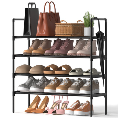 Riousery 4-Tier All-Steel Shoe Rack, Stackable Metal Shoe Organizer with Adjustable Shelves, Heavy-Duty Storage for Entryway, Closet, Bedroom