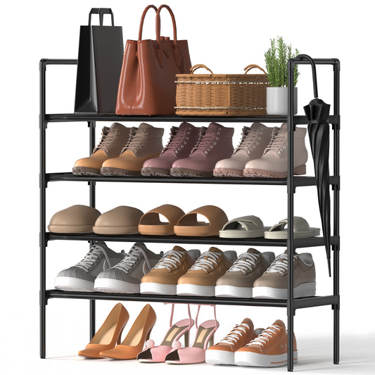 Riousery 4-Tier All-Steel Shoe Rack, Stackable Metal Shoe Organizer with Adjustable Shelves, Heavy-Duty Storage for Entryway, Closet, Bedroom