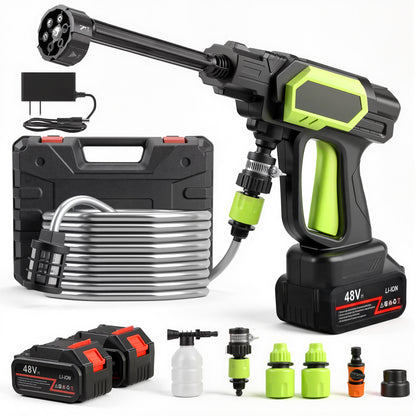 OHHANI Cordless Pressure Washer, 1000PSI 2.4GPM 6-in-1 Nozzles, Portable Handheld Pressure Washer, 48V with Two 1500mAh Batteries, Suitable for Home Car Garden