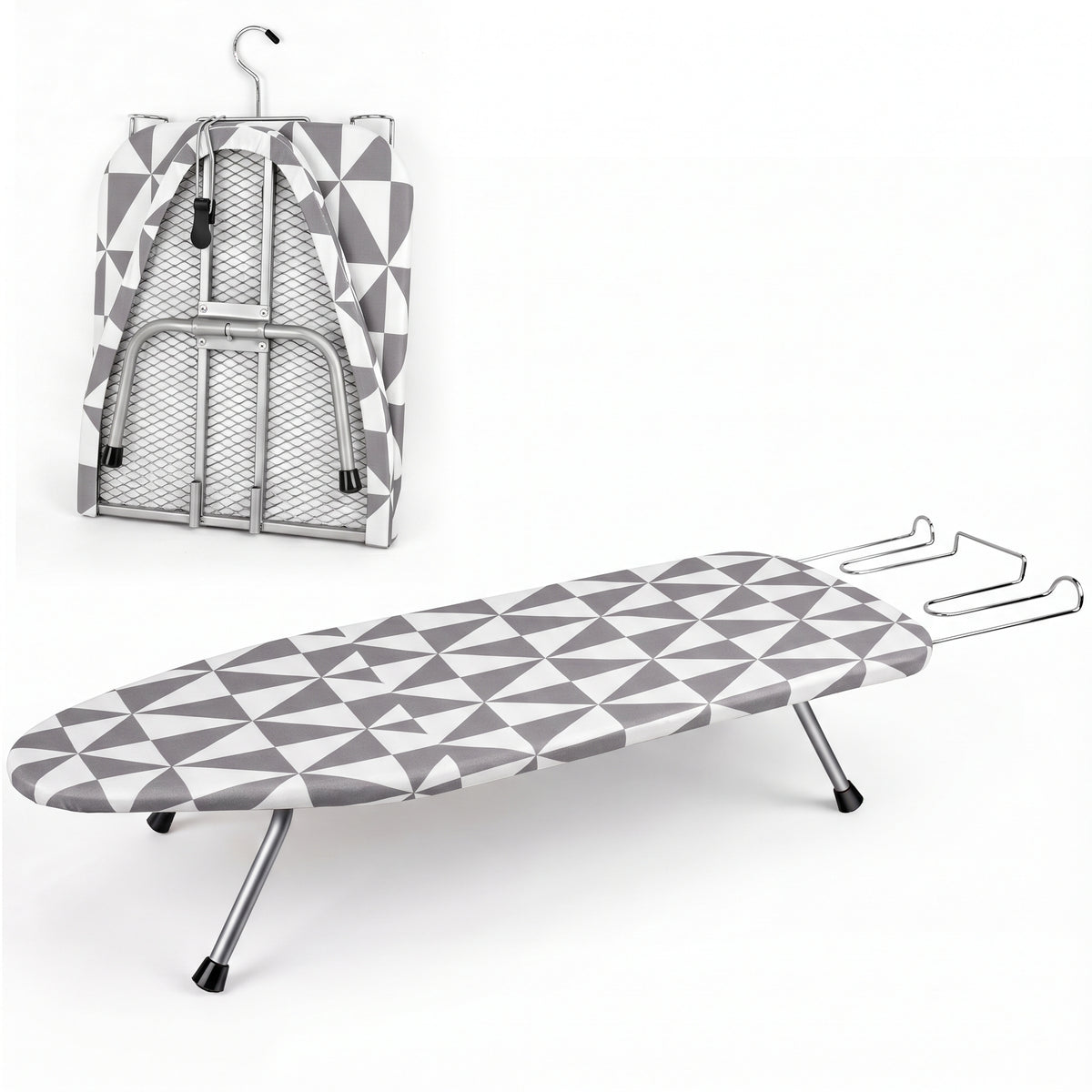 Riousery Tabletop Ironing Board, Steel Frame, Foldable Design with Iron Rest and Hanging Storage, Compact for Dorms & Apartments, 30"x12"x7"
