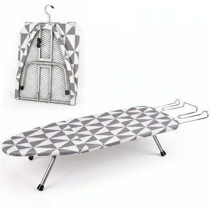 Riousery Tabletop Ironing Board, Steel Frame, Foldable Design with Iron Rest and Hanging Storage, Compact for Dorms & Apartments, 30"x12"x7"