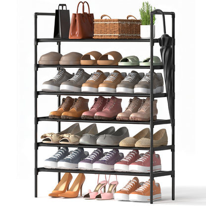 Riousery 6-Tier All-Steel Shoe Rack, Stackable Metal Shoe Organizer with Adjustable Shelves, Heavy-Duty Storage for Entryway, Closet, Bedroom