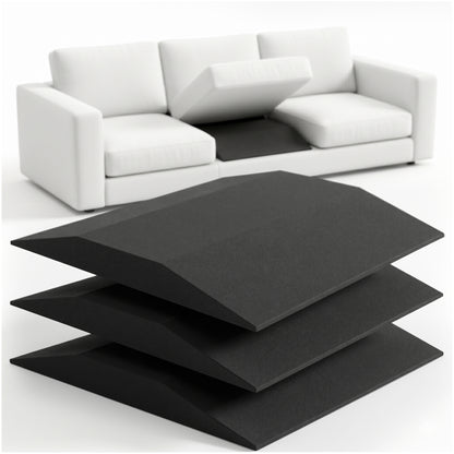 Riousery Sofa Cushion Support, 20" x 20" Sagging Seat Support Insert, 50D High-Density Foam, Black Curved Cushion Saver, 3 Pack