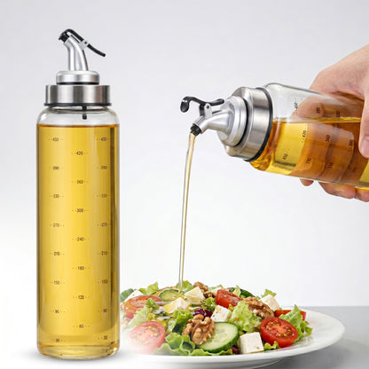 Riousery Glass Honey Dispenser Bottle, 17oz (500ml) No-Drip Syrup Dispenser with Measurement Marks, Stainless Steel & Glass, Leakproof Lid for Honey, Oil, Syrup