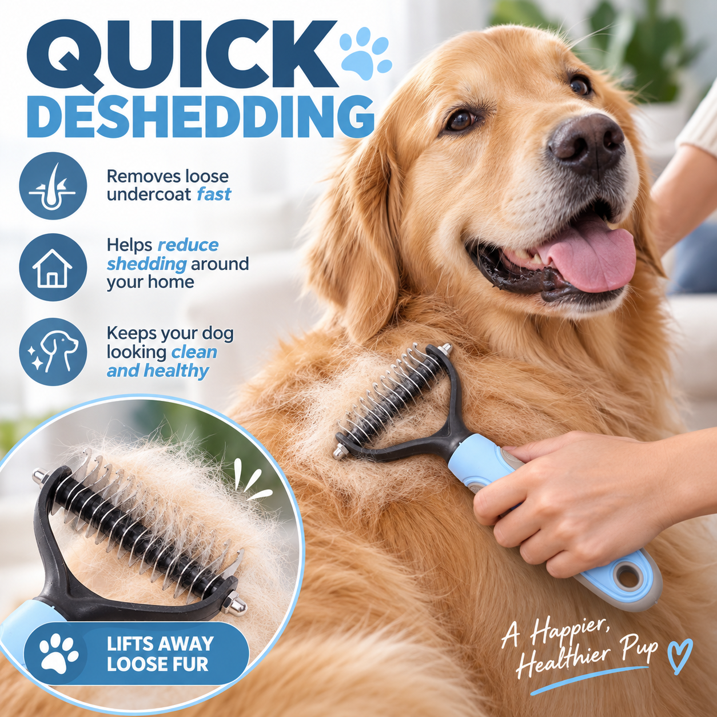 YWXZZYF Double Sided Pet Grooming Brush and Dematting Comb for Dogs & Cats, Undercoat Deshedding Tool, Blue (9.05 x 5.11 in)