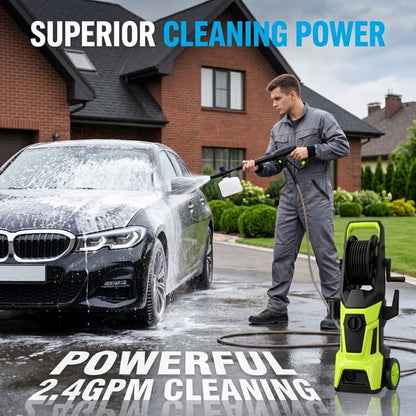OHHANI Electric Pressure Washer, 2030 PSI Max, 2.4 GPM, 6ft Inlet Hose, 32ft Outlet Hose & Power Cord, 4 Nozzles & Foam Cannon for Car, Patio, Driveway