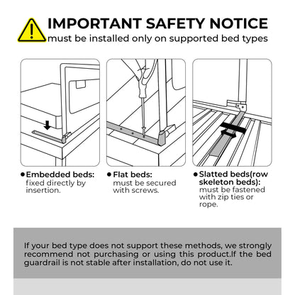 RUPOUN L-Shaped Toddler Bed Rail for Kids – Safety Guardrail, Universal Fit for Mattresses, Easy Installation, 1.5m Large Size, Gray