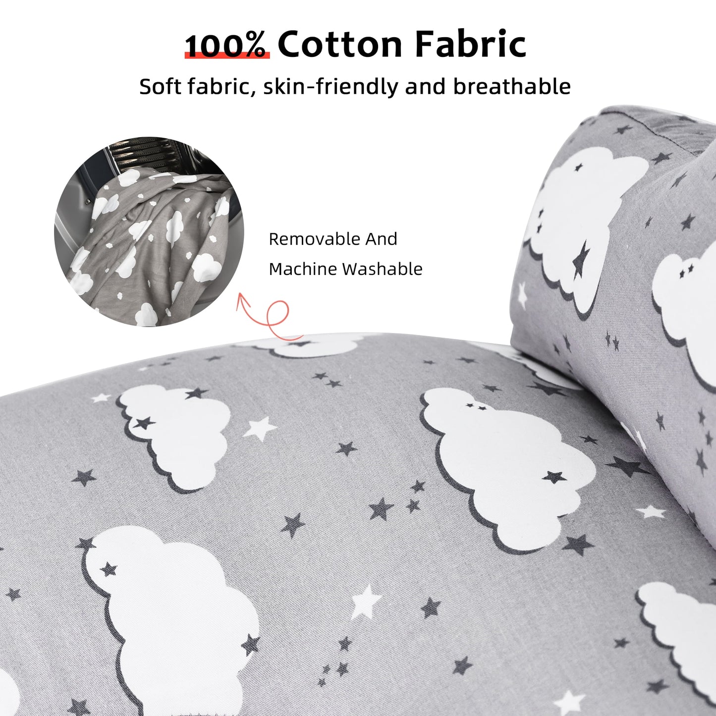 Rupoun Nursinfg Pillow with Waist Strap for Breastfeeding, Grey