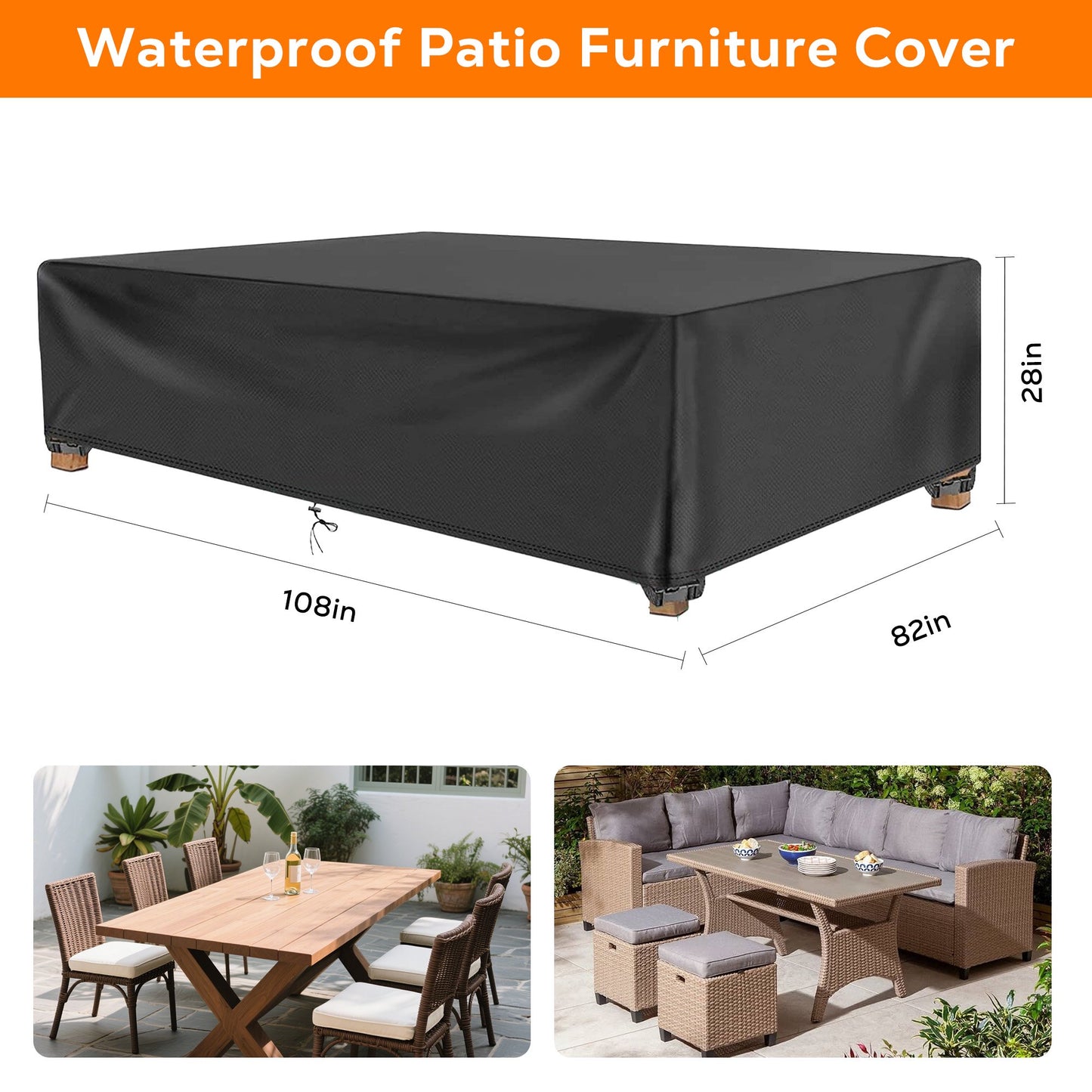 OHHANI Patio Furniture Covers Waterproof Outdoor Couch Sectional Sofa Set Cover 108" x 82" x 28"