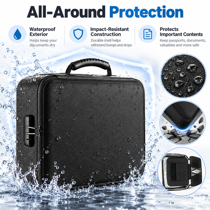 YWXZZYF Fireproof Document Box with Lock Fiberglass Water Proof Safe Storage Case 14.57 in / 37 cm