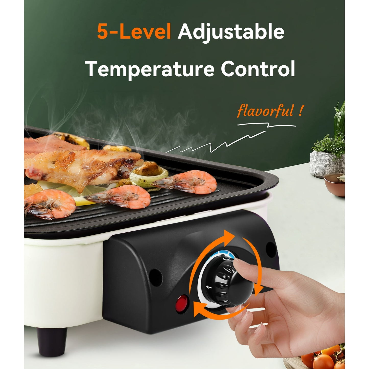 Casualife Electric Grill, 2 in 1 Indoor Smokeless Grill with Removable Non Stick Plate, 1500W, 5 Temp Settings