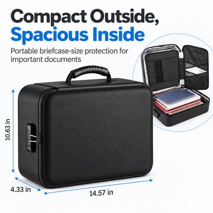 YWXZZYF Fireproof Document Box with Lock Fiberglass Water Proof Safe Storage Case 14.57 in / 37 cm