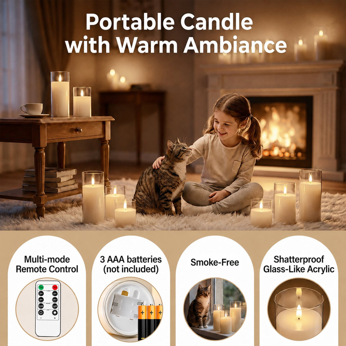 AOLIGO Flameless Candles Set of 3, Flickering LED Pillar Candles with Remote Timer for Home Wedding Holiday Decor