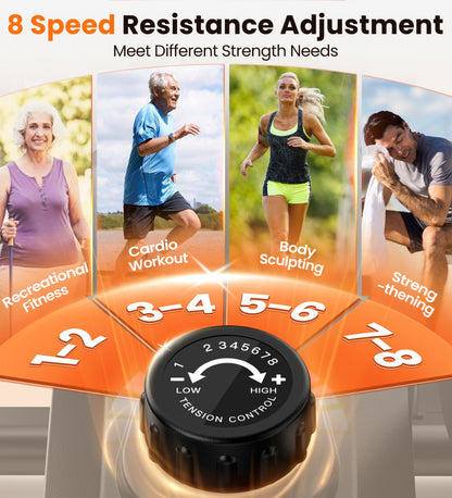 OPMUKIN Under Desk Elliptical, 8 Adjustable Speeds, Portable Foot & Leg Pedal Exerciser, Max Load 360lbs, Black