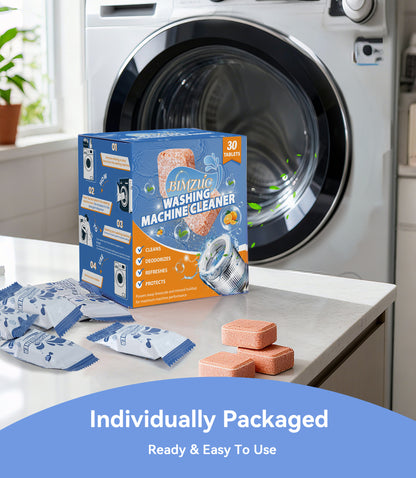 BIMZUC Washing Machine Cleaning Tablets, 30 Tablets , Deep Cleans Washing Machine Grime, Large Capacity, Orange Scent