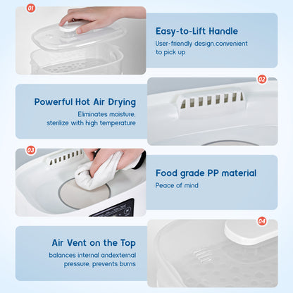 RUPOUN Baby Bottle Sterilizer and Dryer, Electric Steam Sterilizer with Bottle Warmer and Dryer Function, White