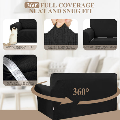 WEENEED Sofa Cover Non Slip Couch Cover Stretch Slipcover Leakproof Couch Protector for Kids Dogs Cats Pets, Black