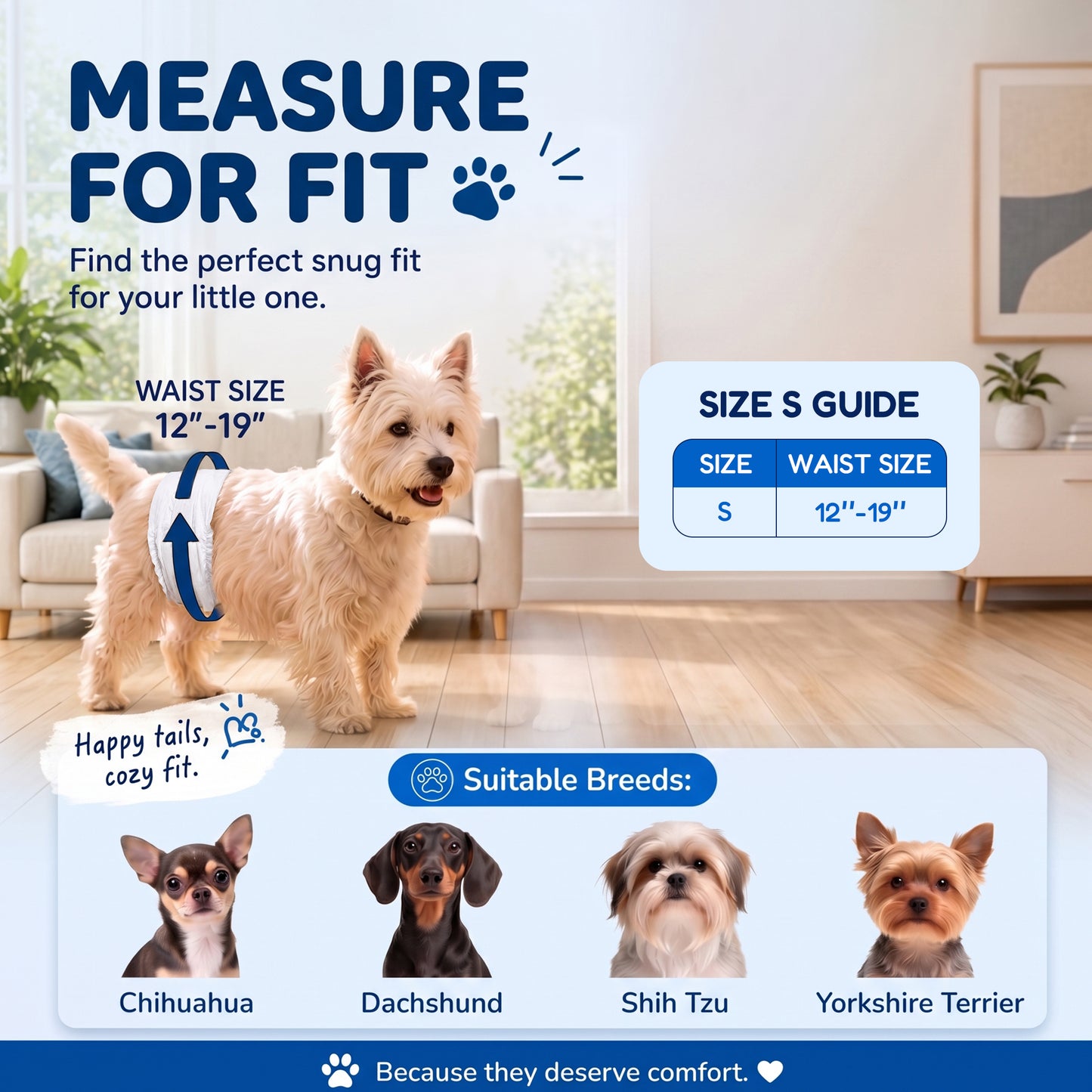 Tolobeve Disposable Male Dog Wraps with Stretchy Waistband, Small, 50 Count – Leak-Resistant & Absorbent for Training, Travel, Excitable Urination