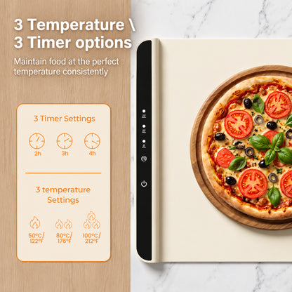 M Buder Food Warming Tray, Electric Warmer Mat, Portable Warmer for Party, Family Dinner, Residential, 3 Adjustable Temperature and Timer