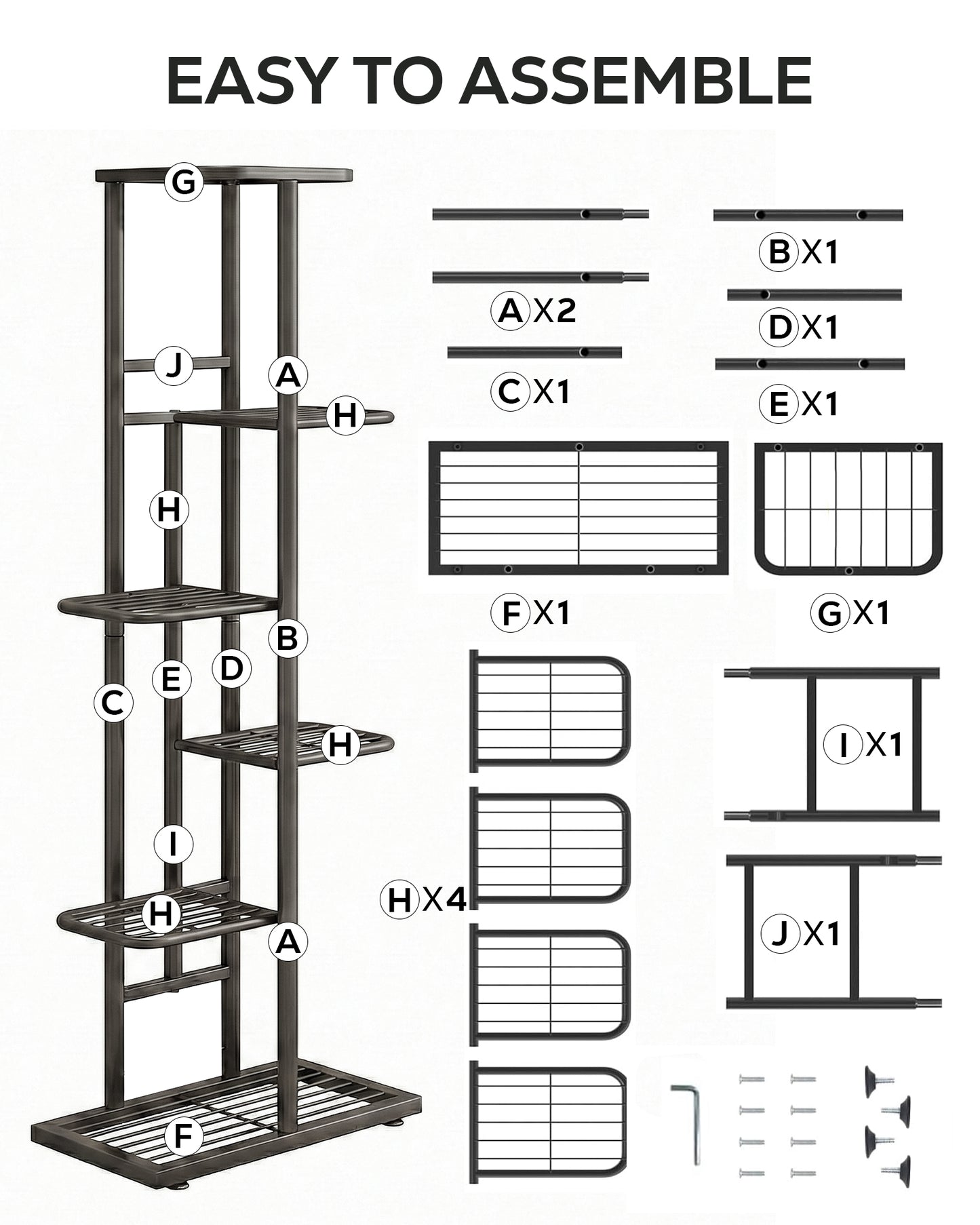 OHHANI Plant Stand Indoor Outdoor Corner 6 Tier Metal Plant Shelf Patio Plant Rack for Garden Corner Balcony Living Room