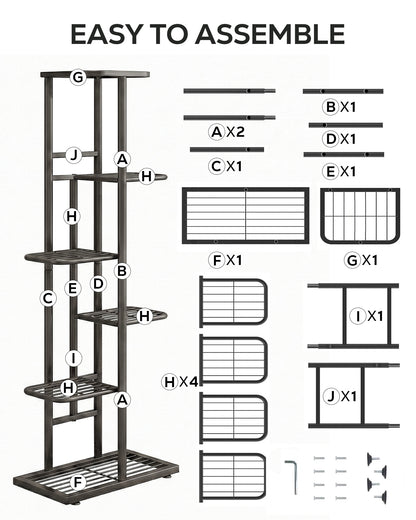 OHHANI Plant Stand Indoor Outdoor Corner 6 Tier Metal Plant Shelf Patio Plant Rack for Garden Corner Balcony Living Room