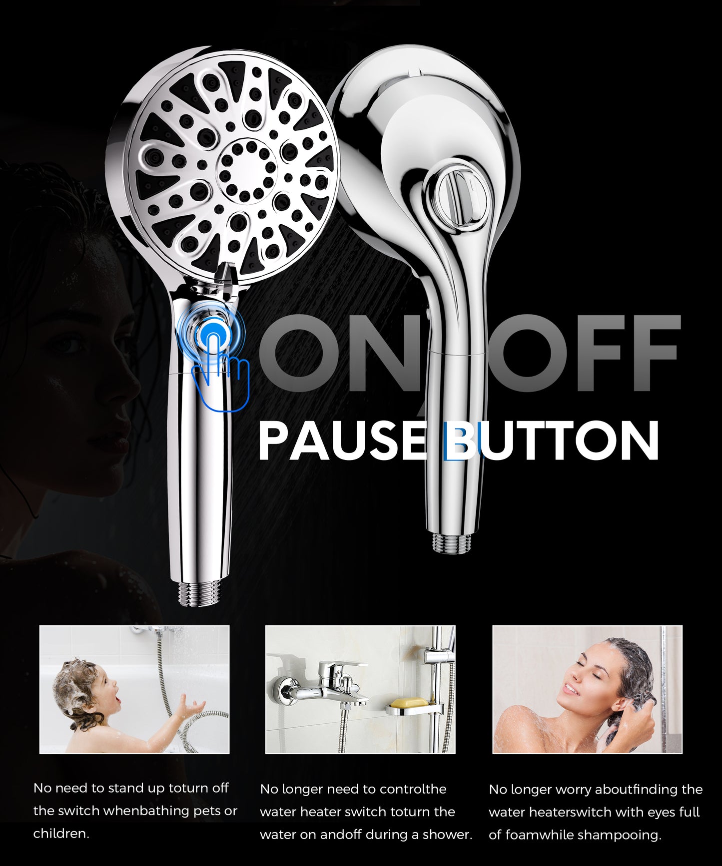 Hodvit Handheld Filtered Shower Head, 10 Spray Modes High Pressure Shower Head with Pause Function, New