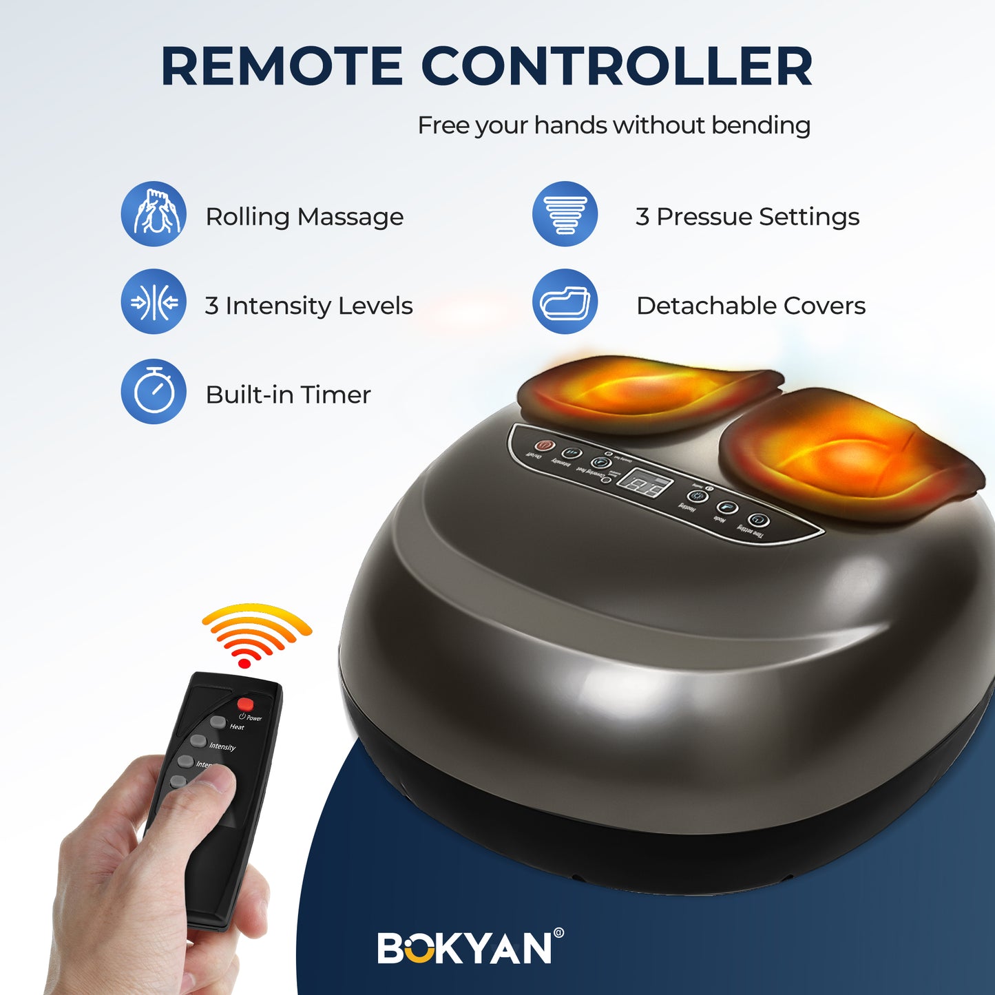BOKYAN Shiatsu Foot Massager, Foot Spa for Comfort and Relief, Big, Gift, Black