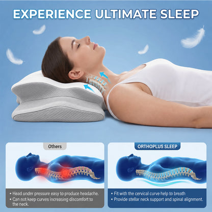 Alylo Cervical Neck Pillow for Neck & Shoulder Support, Ergonomic Memory Foam Contour Bed Pillow with Breathable Cover, Side, Back & Stomach Sleepers