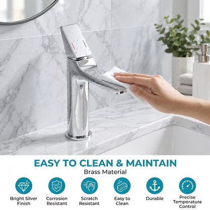 LZSDS Bathroom Faucet Single Handle, Hot Cold Dual Control Water Saving with Honeycomb Aerator and Thickened Handle