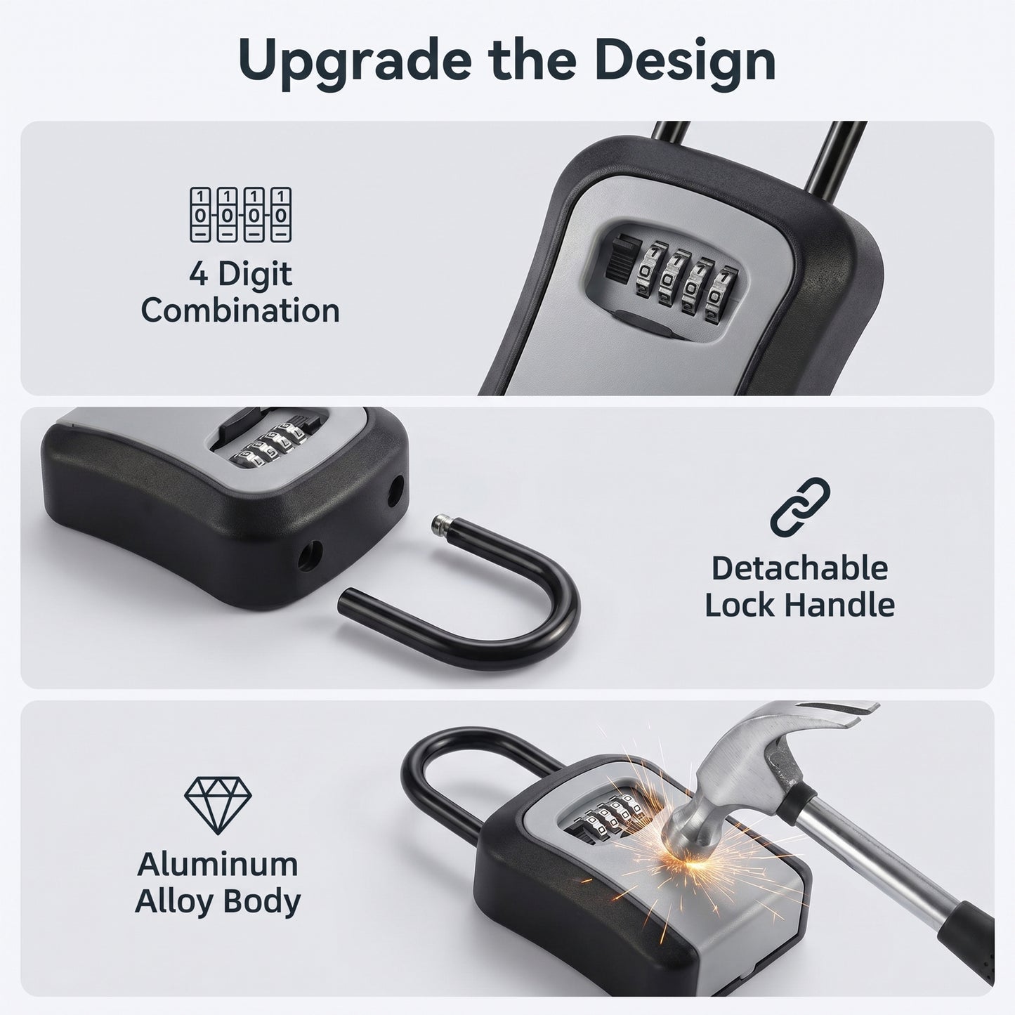 Alylo Key Lock Box, Wall Mount Safe & 4-Digit Resettable Key Storage for Home Outdoor