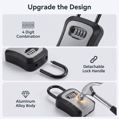 Alylo Key Lock Box, Wall Mount Safe & 4-Digit Resettable Key Storage for Home Outdoor