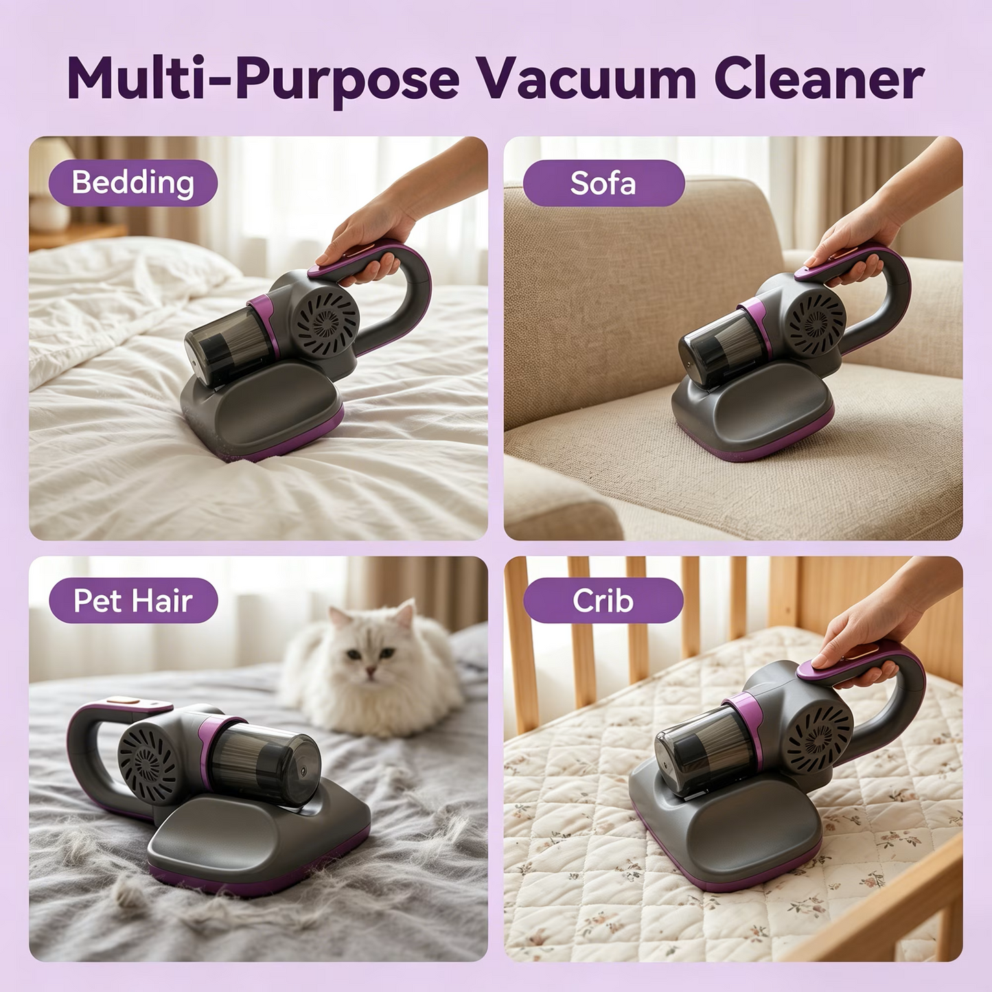 FVSA 8500Pa Cordless Mattress Vacuum, Handheld Bed Cleaner with 8000VPM Deep Tapping