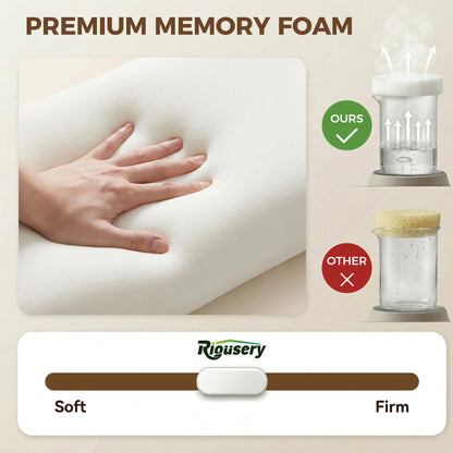 Riousery Ergonomic Cervical Pillow, Dual-Height Contoured Neck Support Pillow with Spine Alignment Bumps, Orthopedic Design for Back and Side Sleepers, White