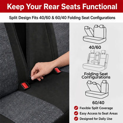 FLORAY Universal Car Seat Covers Full Set for Sedans & Compact SUVs, Airbag Compatible Auto Seat Protectors, Front & Rear Bench, Black