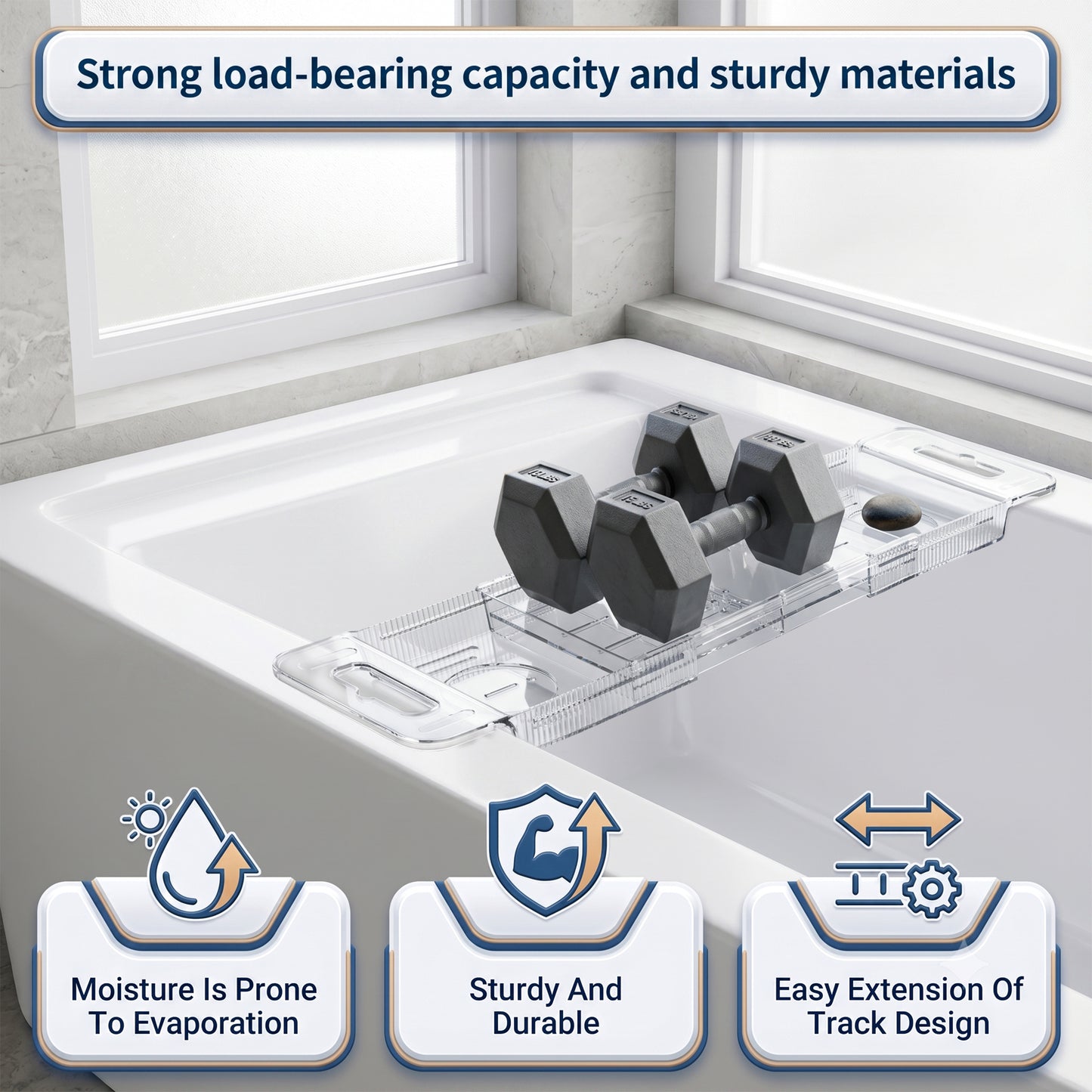 LZSDS Bathtub Rack Extendable 22.24-31.5 Inch, Acrylic Bath Tray with Adjustable Stand for Book Tablet and Wine Glass