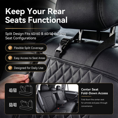 FLORAY Waterproof PU Leather Car Seat Covers Full Set, Universal Auto Seat Protectors for Sedans & Compact SUVs, Airbag Compatible, Black