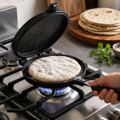 LZSDS Double Sided Frying Pan Nonstick, 2-in-1 Pancake Pan and Sandwich Maker with Locking Handle for Stovetop