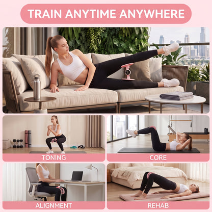 Smart Thigh and Leg Exerciser for Women, Lower Body Resistance Trainer with Digital Counter, Adjustable Length Home Gym Equipment, Pink
