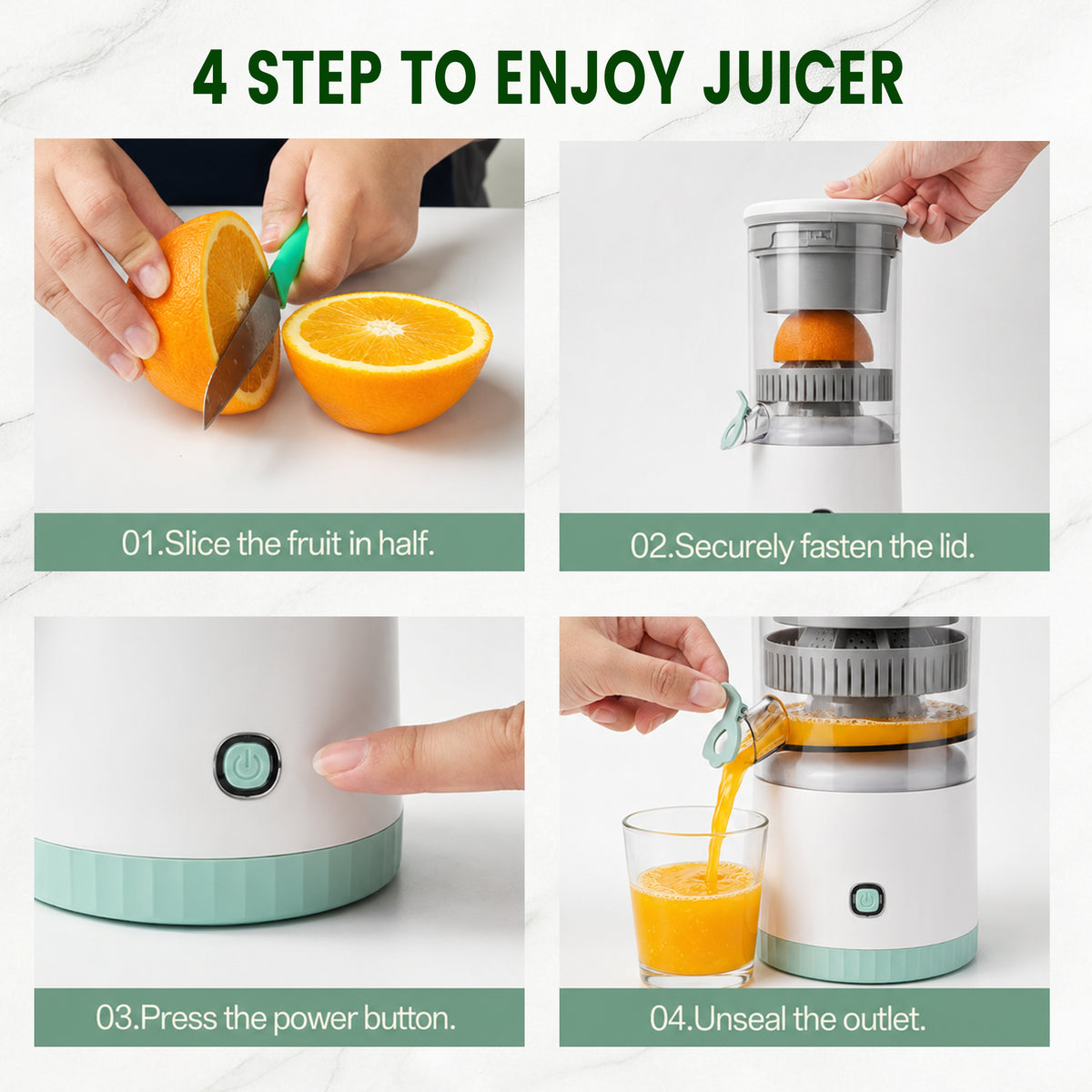 Suodoka Usb Rechargeable Citrus Juicer, Cordless One-Touch Detachable Machine for Lemon Orange, Easy to Clean