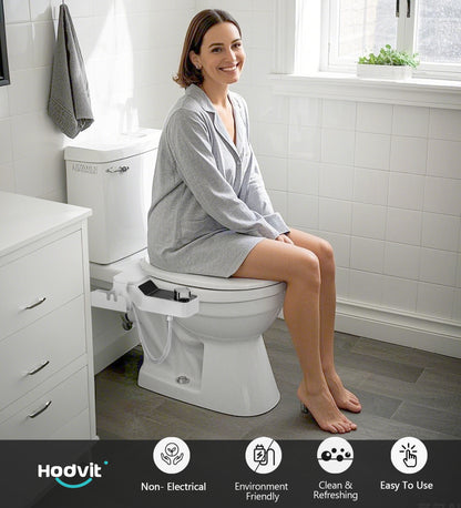 Hodvit Non-Electric Bidet Toilet Attachment, Dual Nozzle with Self-Cleaning, Adjustable Pressure Control