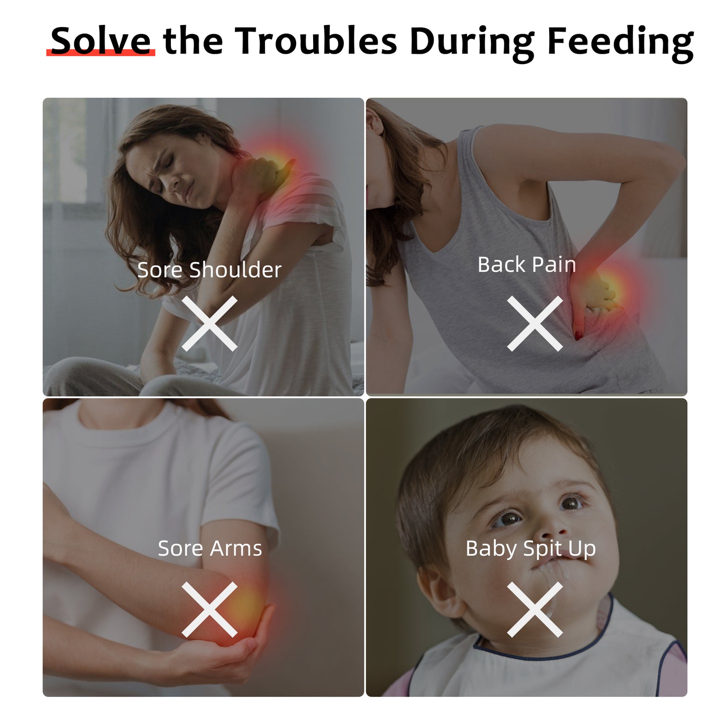 RUPOUN Nursinfg Pillow with Waist Strap for Breastfeeding, Grey