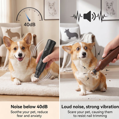 Dog Nail Grinder with LED Light, 2-Speed Super Quiet Pet Nail Trimmer for Small Dogs