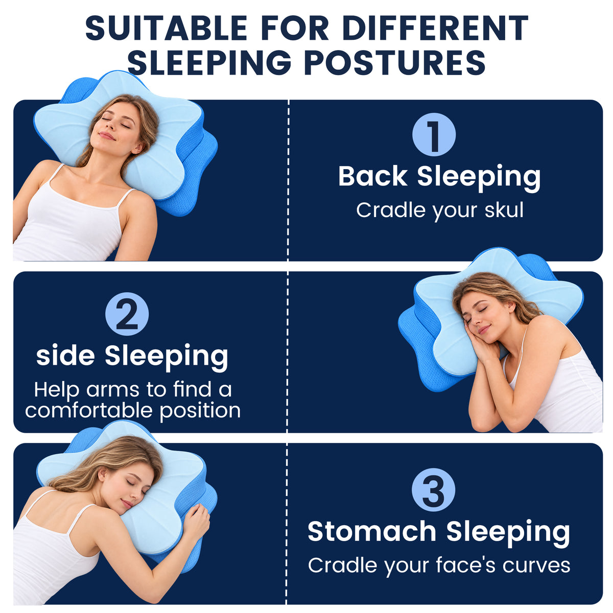 Alylo Cervical Neck Pillow for Neck Support, Contour Memory Foam Pillow with Arm Grooves, Ergonomic Bed Pillows for Side Back Stomach Sleepers, Gray