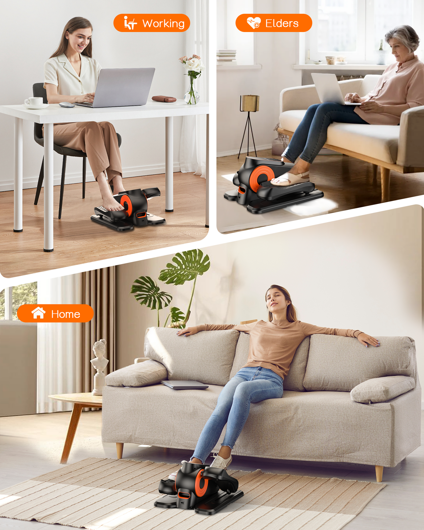 AOLIGO Under Desk Elliptical Machine, Compact Seated Leg Exerciser with 10 Resistance Levels, Quiet & Portable