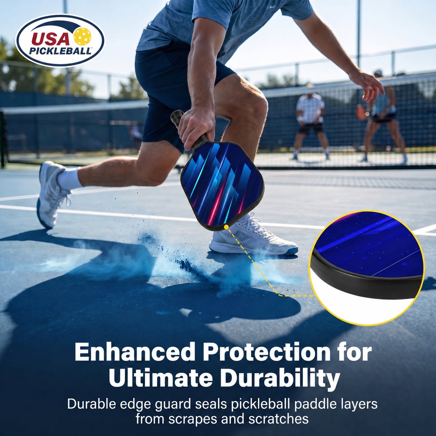 Feeray Pickleball Paddles Set of 2, USAPA Approved Lightweight Graphite Rackets with Honeycomb Core, 4 Balls and Backpack
