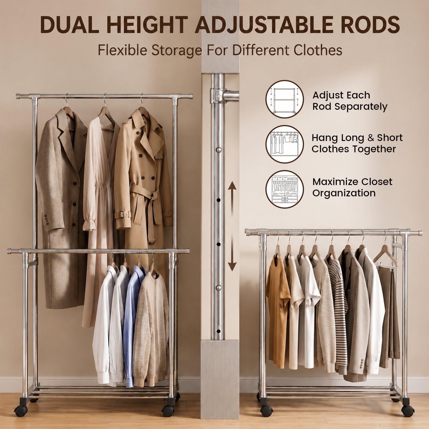 Riousery Wall Mounted Laundry Hamper with Removable Wash Bags, Foldable Double Laundry Basket, No Drill Suction Cup Laundry Organizer