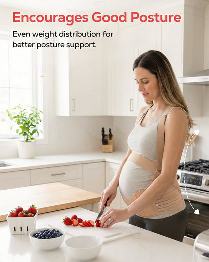 RUPOUN Adjustable Maternity Belly Band – Pregnancy Belt for Back & Pelvic Support, Comfortable for Pregnant Women, Beige
