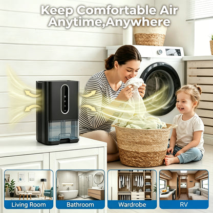 Dehumidifier for Home, 67oz Water Tank, (1000 sq.ft) Quiet Portable Dehumidifiers for Bathroom, Auto Shut Off, Sleep Mode, 5 Color Light