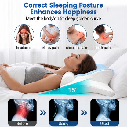 Alylo Contour Memory Foam Cervical Pillow for Neck Support, Ergonomic Bed Pillows for Side Back Stomach Sleepers, Gray
